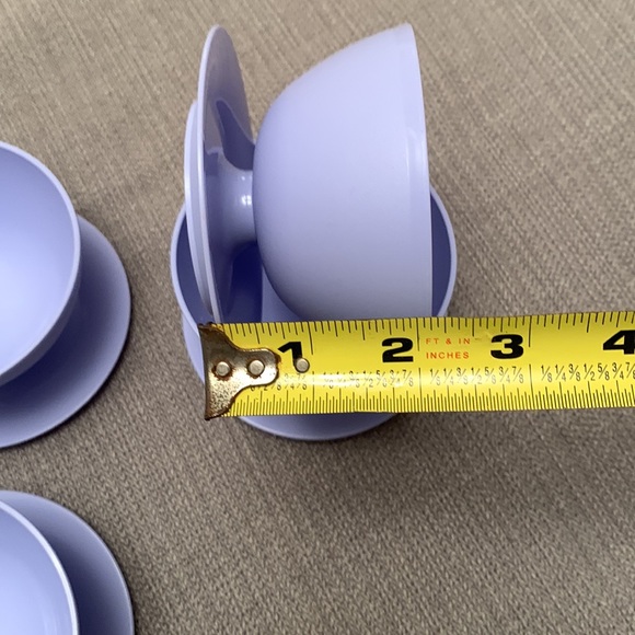Tupperware Set of 4 Purple Dessert Bowls with Attached Saucer Like New - Picture 8 of 10